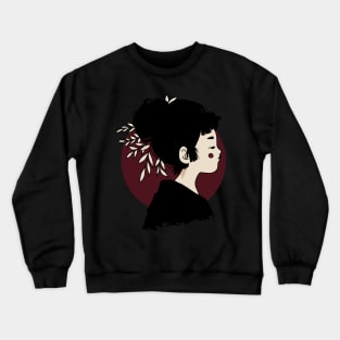 Minimalistic Geisha Design ‚Under the Red Moon‘ | handmade illustration | By Atelier Serakara Crewneck Sweatshirt